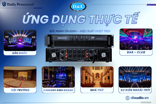 Cục đẩy công suất DW 4.9 trong ứng dụng thực tế – lắp rack thi công âm thanh sân khấu, hội trường và sự kiện ngoài trời
