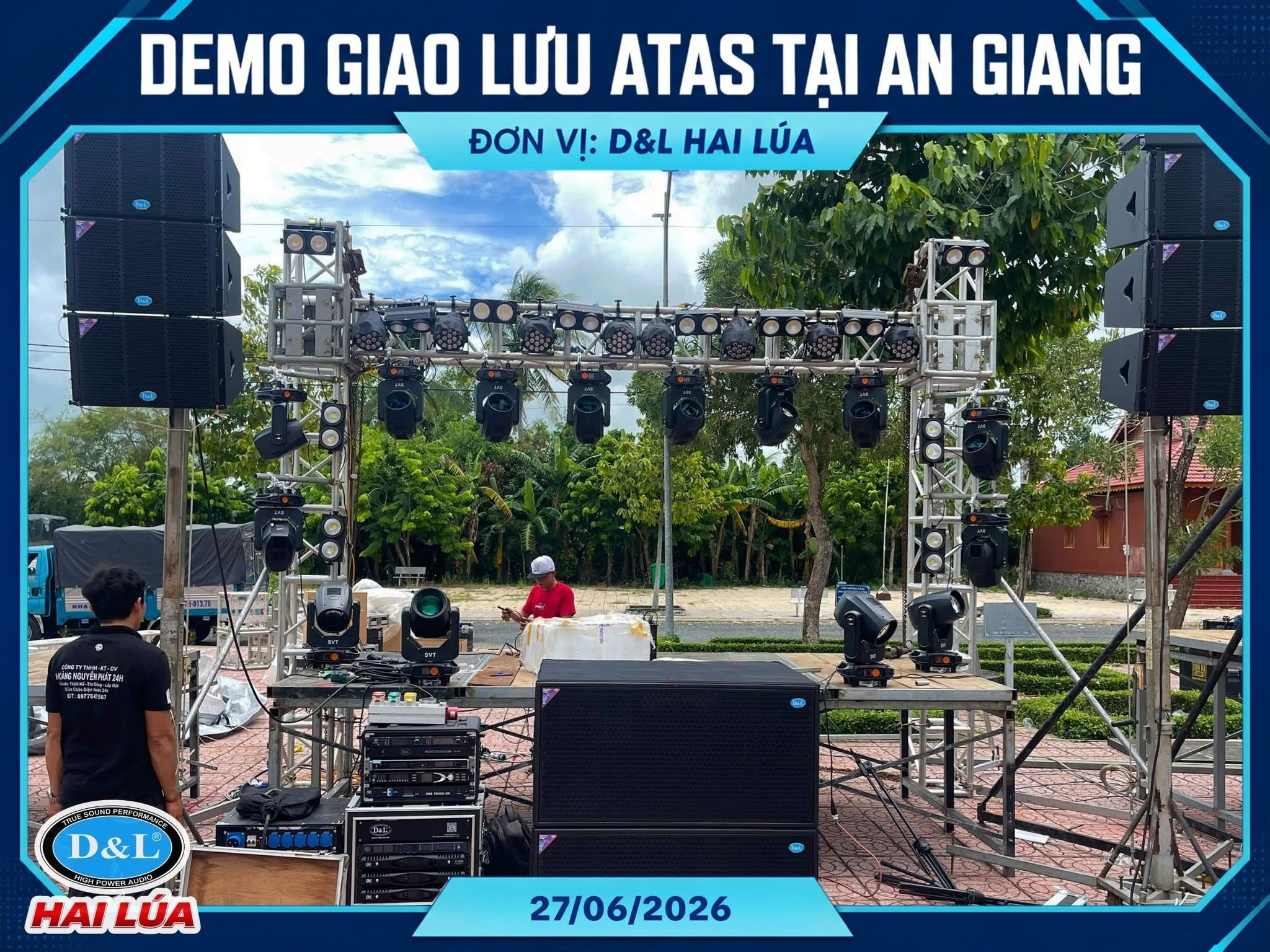 Lắp đặt hệ thống loa subwoofer AR-218 và line array demo An Giang