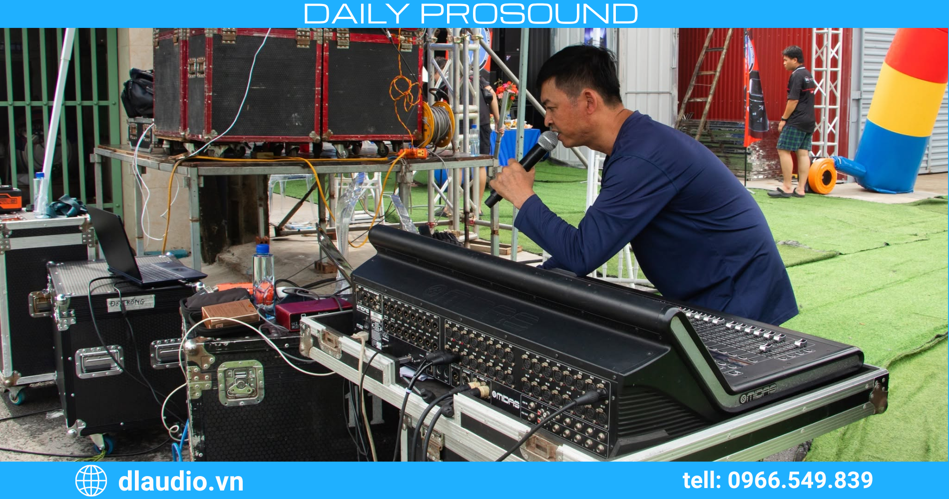 Kỹ thuật viên DAILY PROSOUND căn chỉnh hệ thống cục đẩy công suất