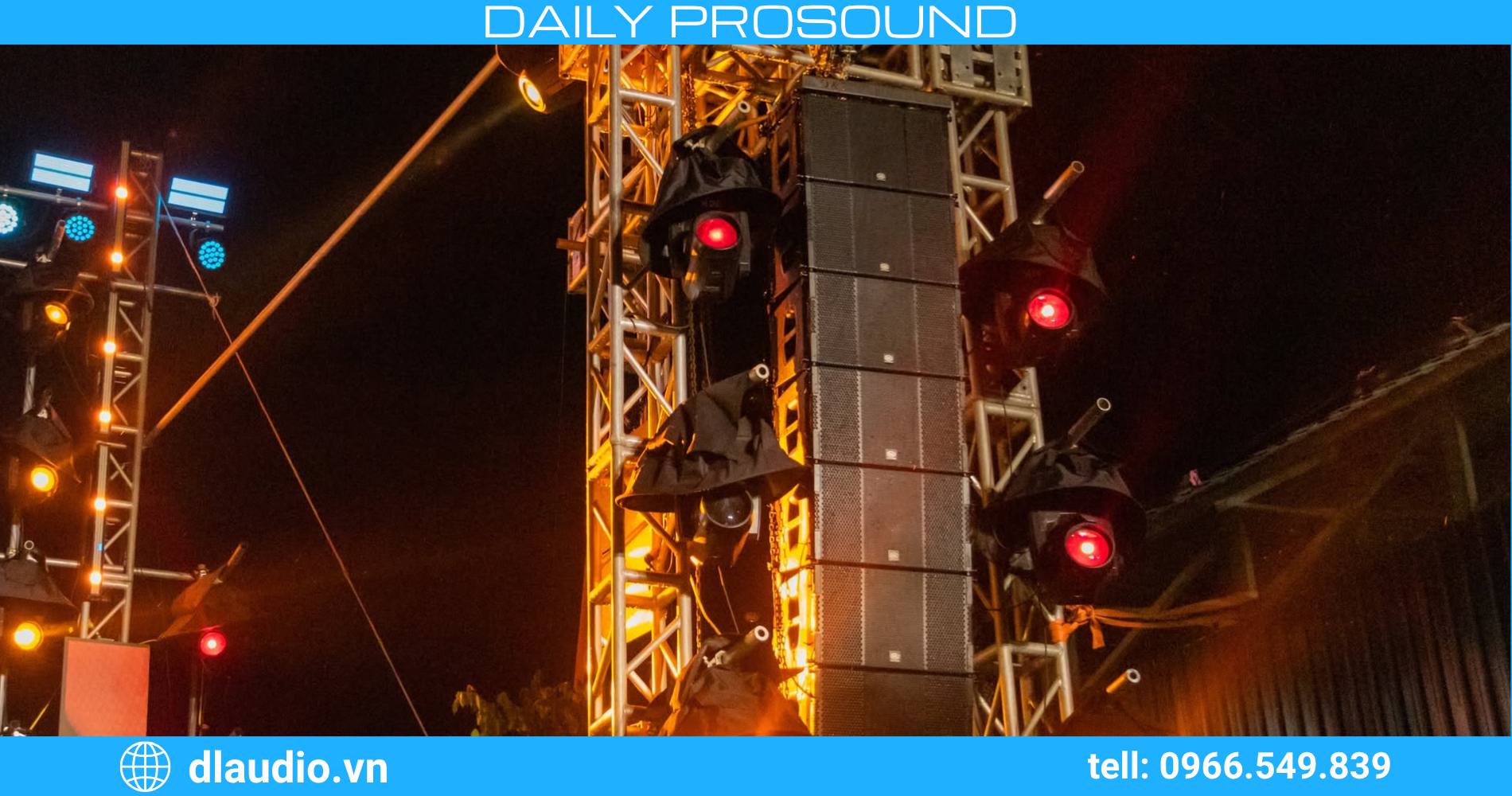 Treo cụm loa array DL-112X cho sân khấu ngoài trời tại Ninh Bình